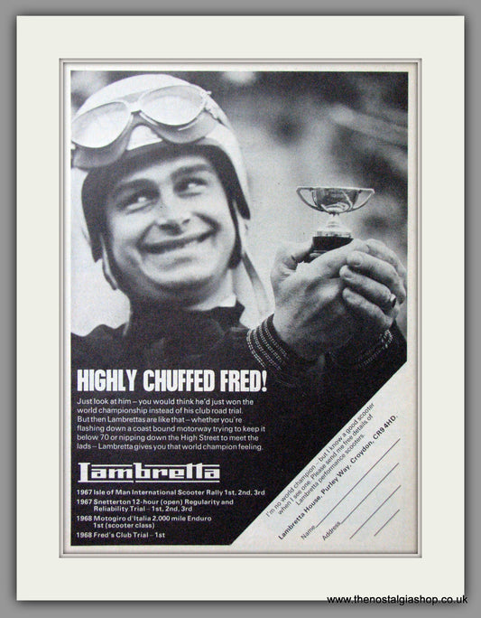 Lambretta Highly Chuffed Fred! Original advert 1968 (ref AD52849)