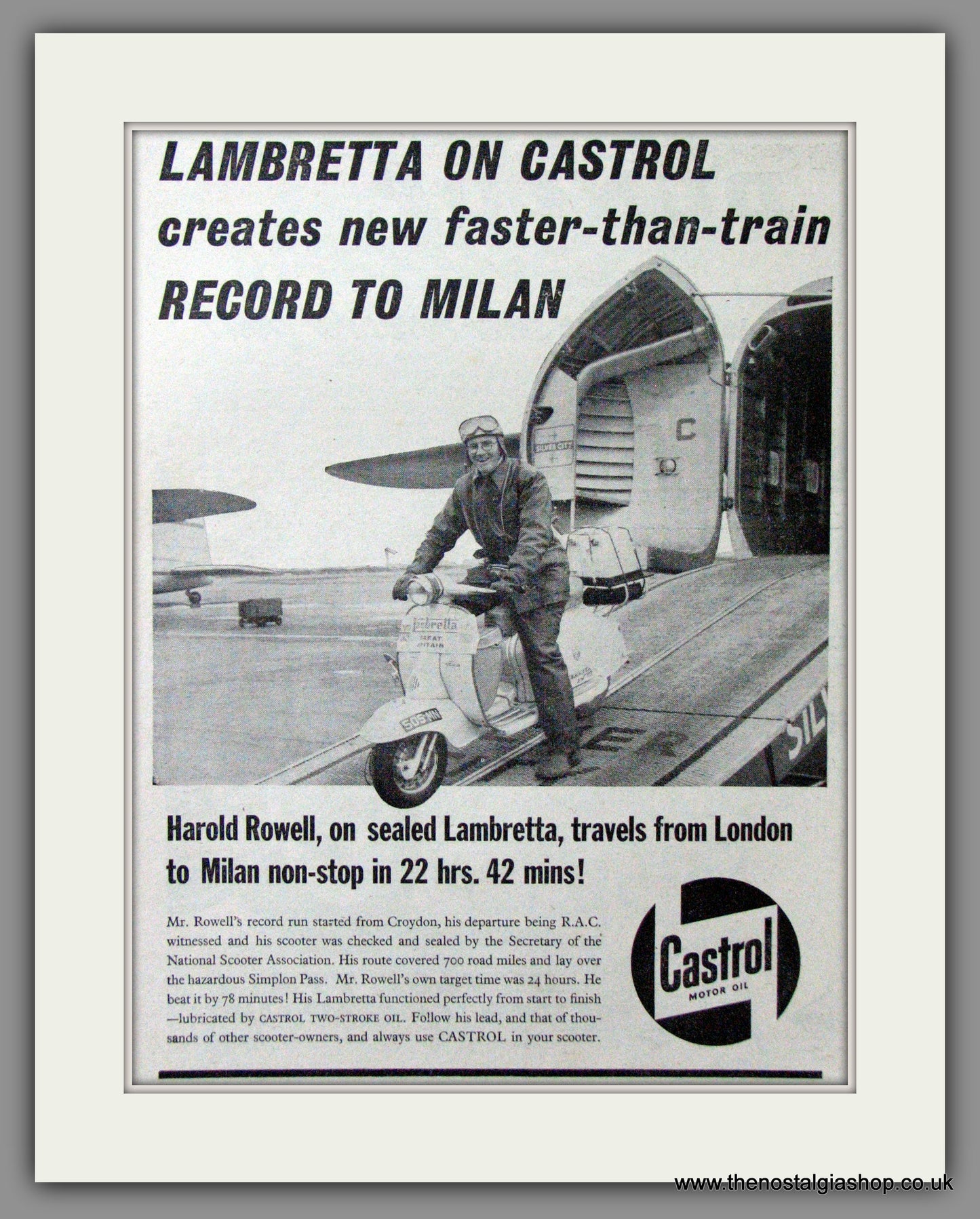 Lambretta London to Milan Speed Record. Original advert 1960 (ref AD52853)