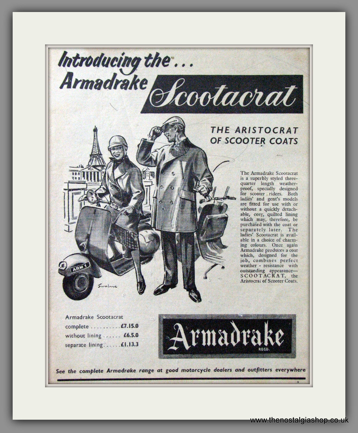 Armadrake Scootacrat. Original advert 1957 (ref AD53153)