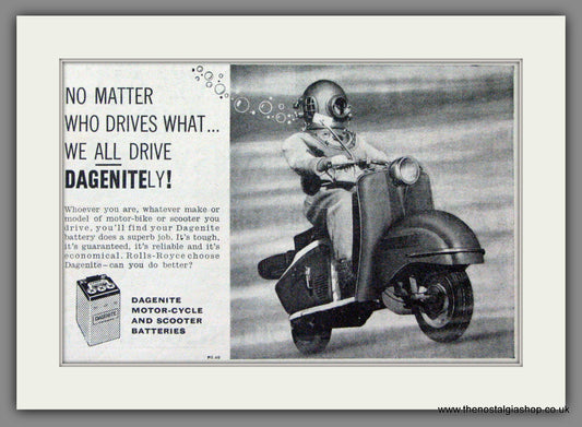 Dagenite Batteries. Scooter Accessories. Original advert 1961 (ref AD53176)