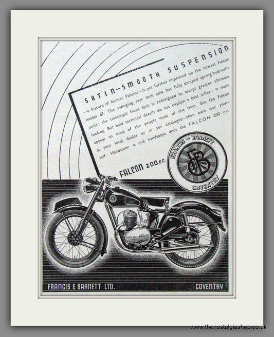 Francis-Barnett Falcon 200cc Original Advert 1953 (ref AD340)