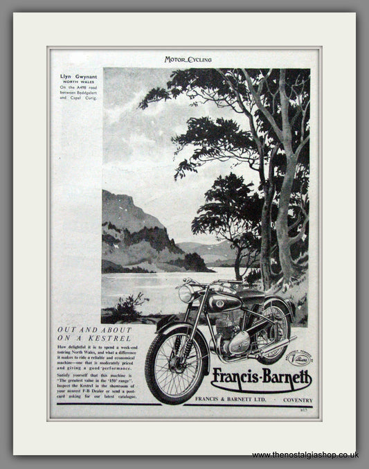 Francis-Barnett Kestrel. Original Advert 1955 (ref AD53022)