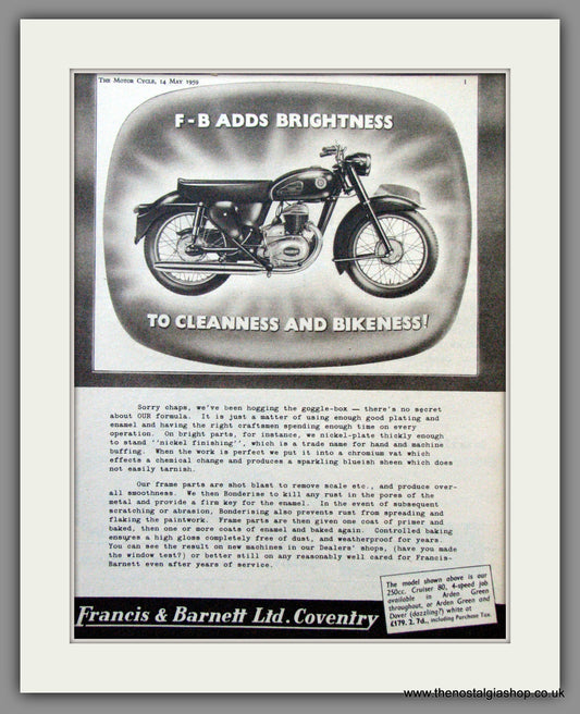 Francis-Barnett 250cc. Original Advert 1959 (ref AD53023)