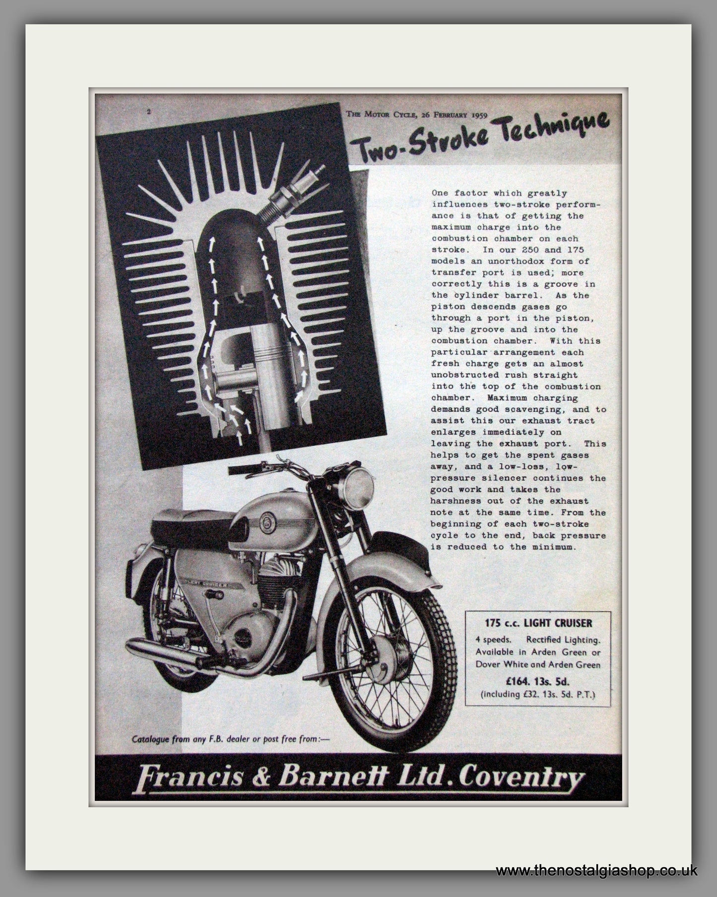 Francis-Barnett Light Cruiser. 175cc. Original Advert 1959 (ref AD53040)
