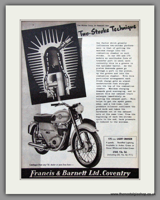 Francis-Barnett Light Cruiser. 175cc. Original Advert 1959 (ref AD53040)