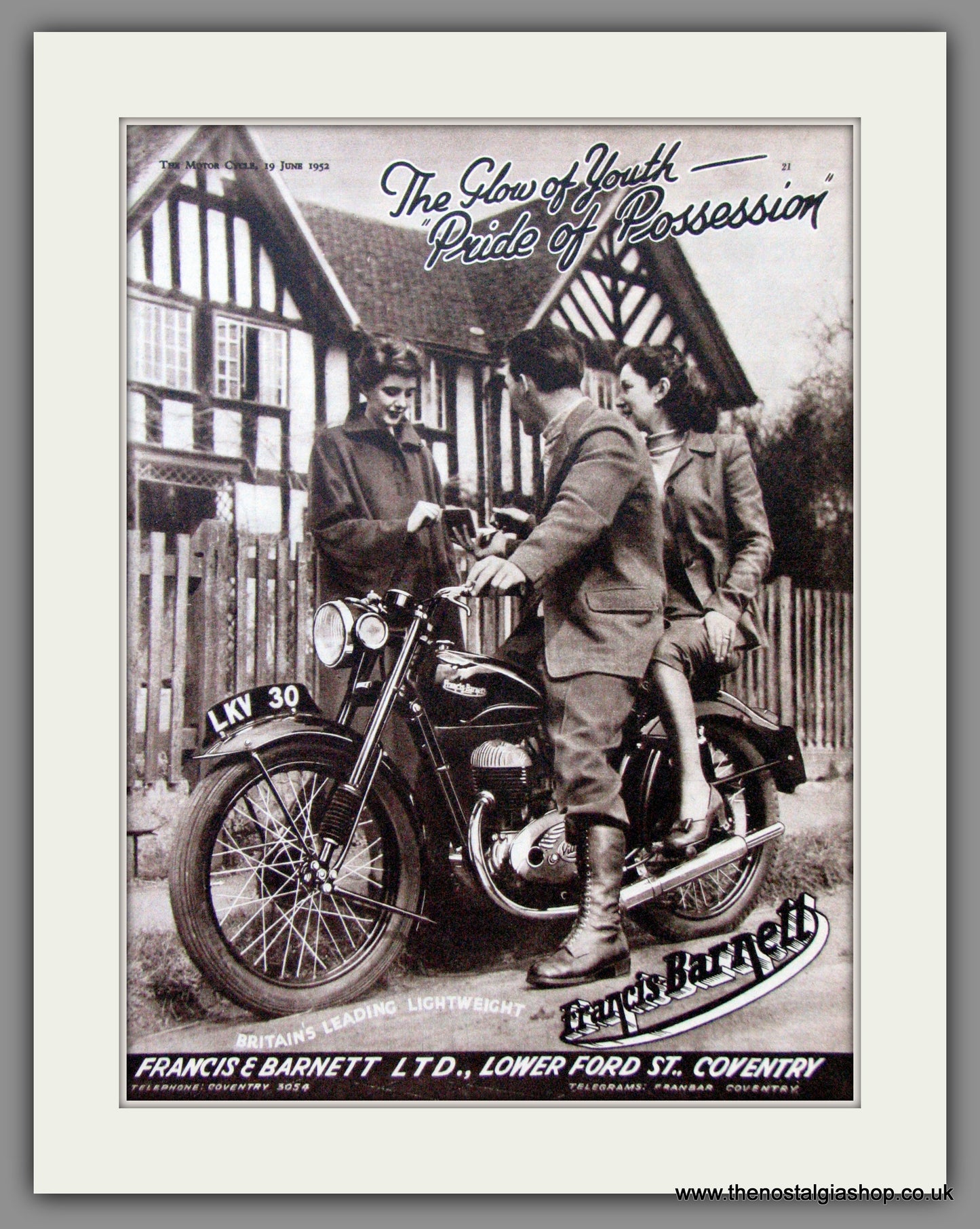 Francis-Barnett. Britain's Leading LIghtweight. Original Advert 1952 (ref AD53053)