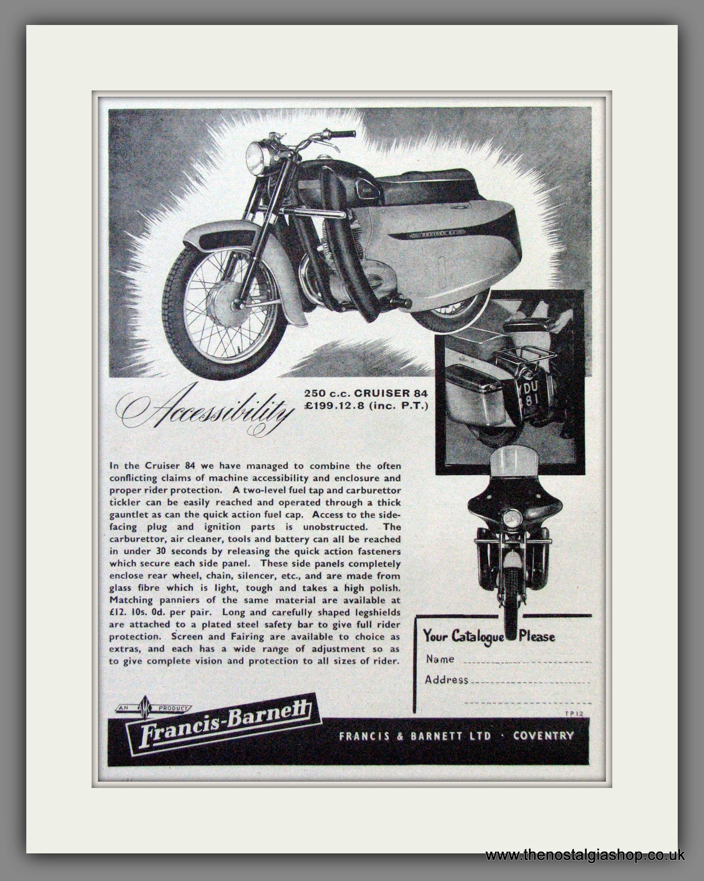 Francis-Barnett. Cruiser 84. 250cc.. Original Advert 1960 (ref AD53065)