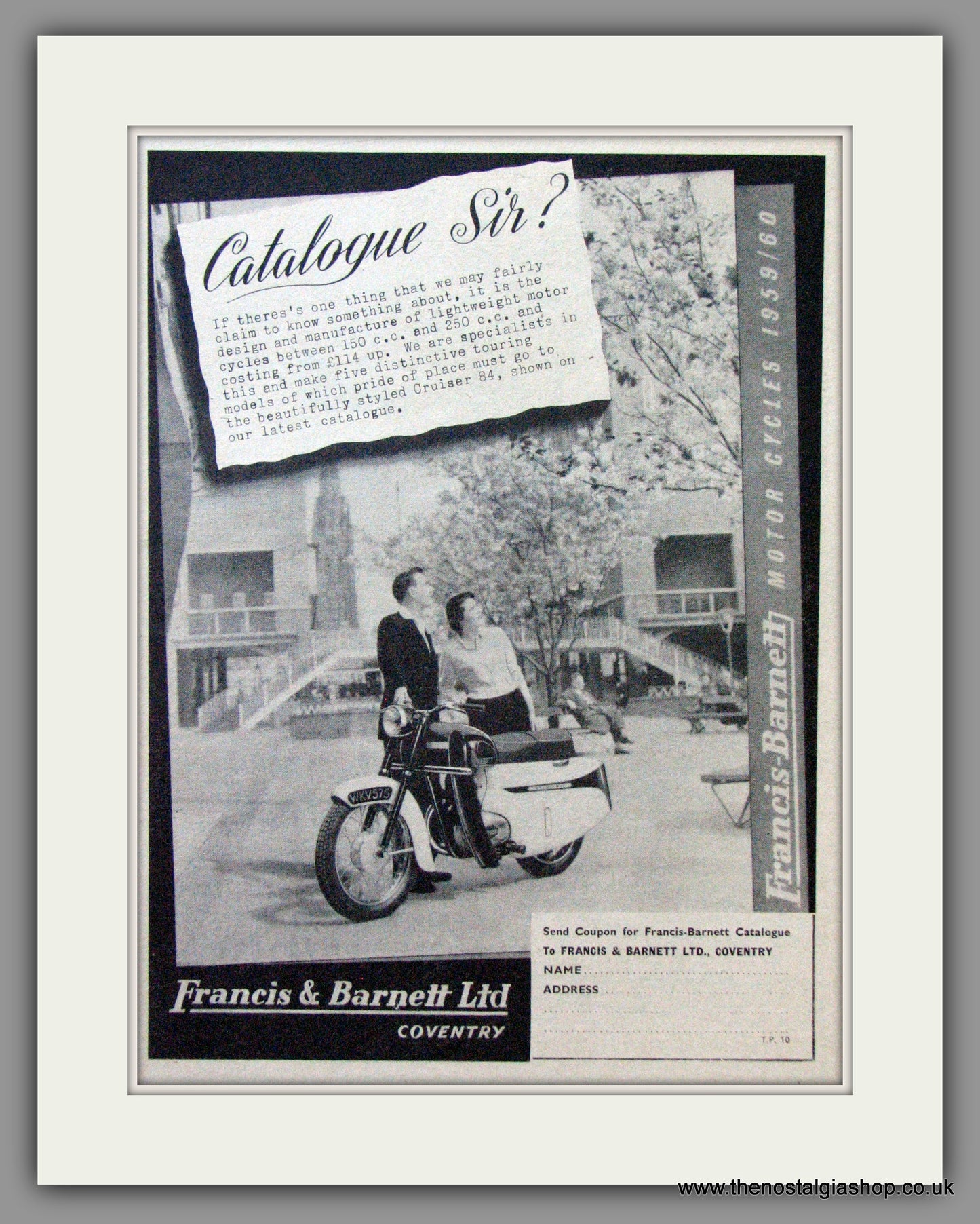 Francis-Barnett. Catalogue Sir ??. Original Advert 1960 (ref AD53069)