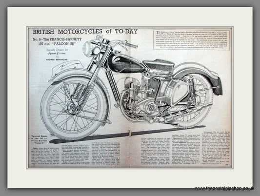 Francis-Barnett. Falcon 58 200cc. Cut-Away Drawing. 1951 (ref AD53073)