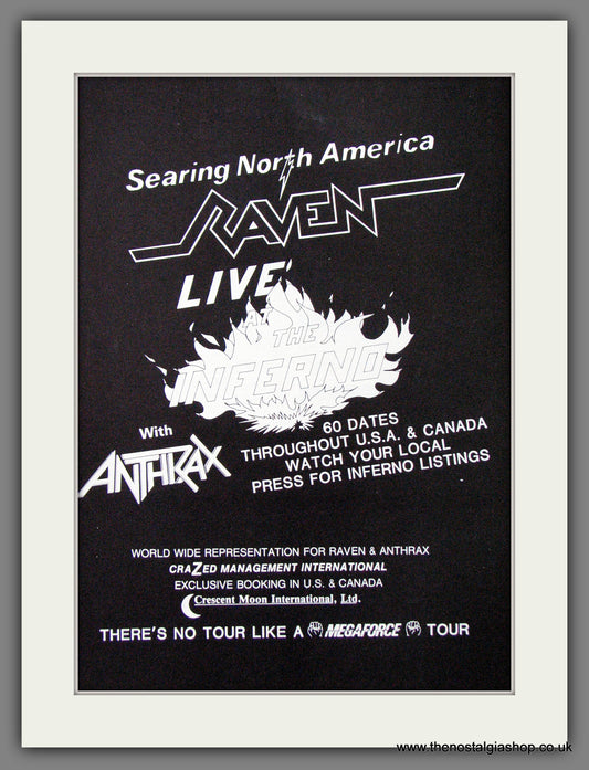 Raven. Live At The Inferno. US Tour with Anthrax. 1984 Original Advert (ref AD53812)