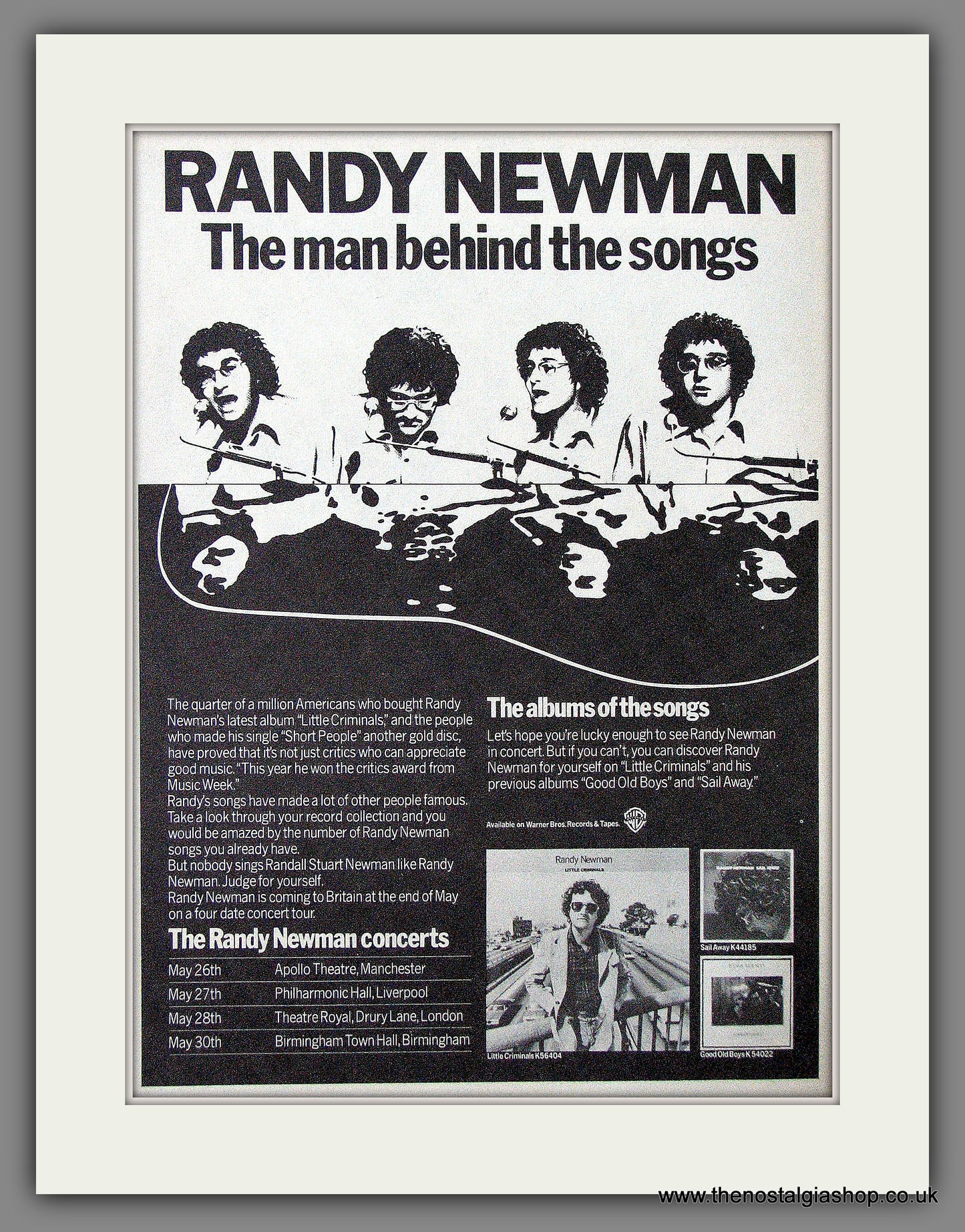 Randy Newman. The Man Behind The Songs. 1978 Original Advert (ref AD13773)