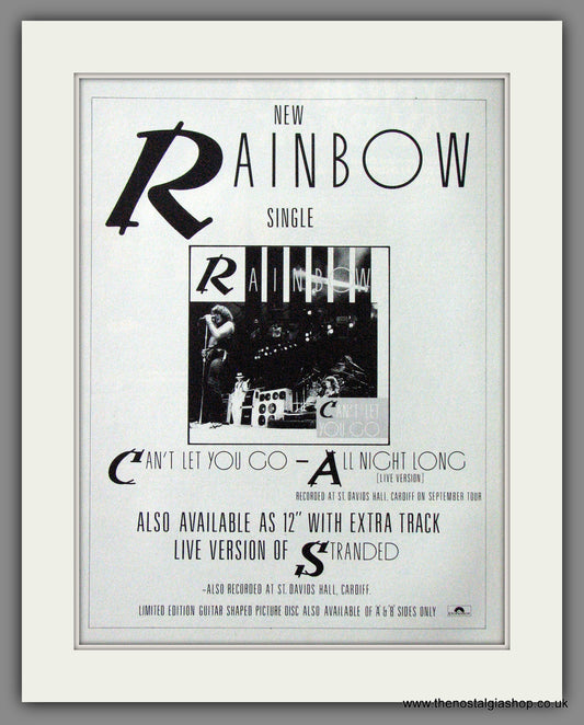 Rainbow. Can't Let You Go. 1983 Original Advert (ref AD53837)