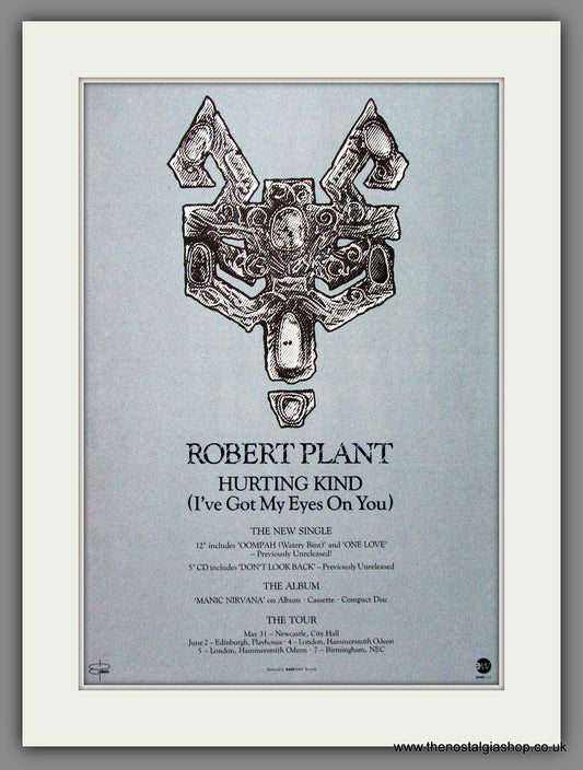 Robert Plant, Hurting Kind. 1990 Original Advert (ref AD54491)