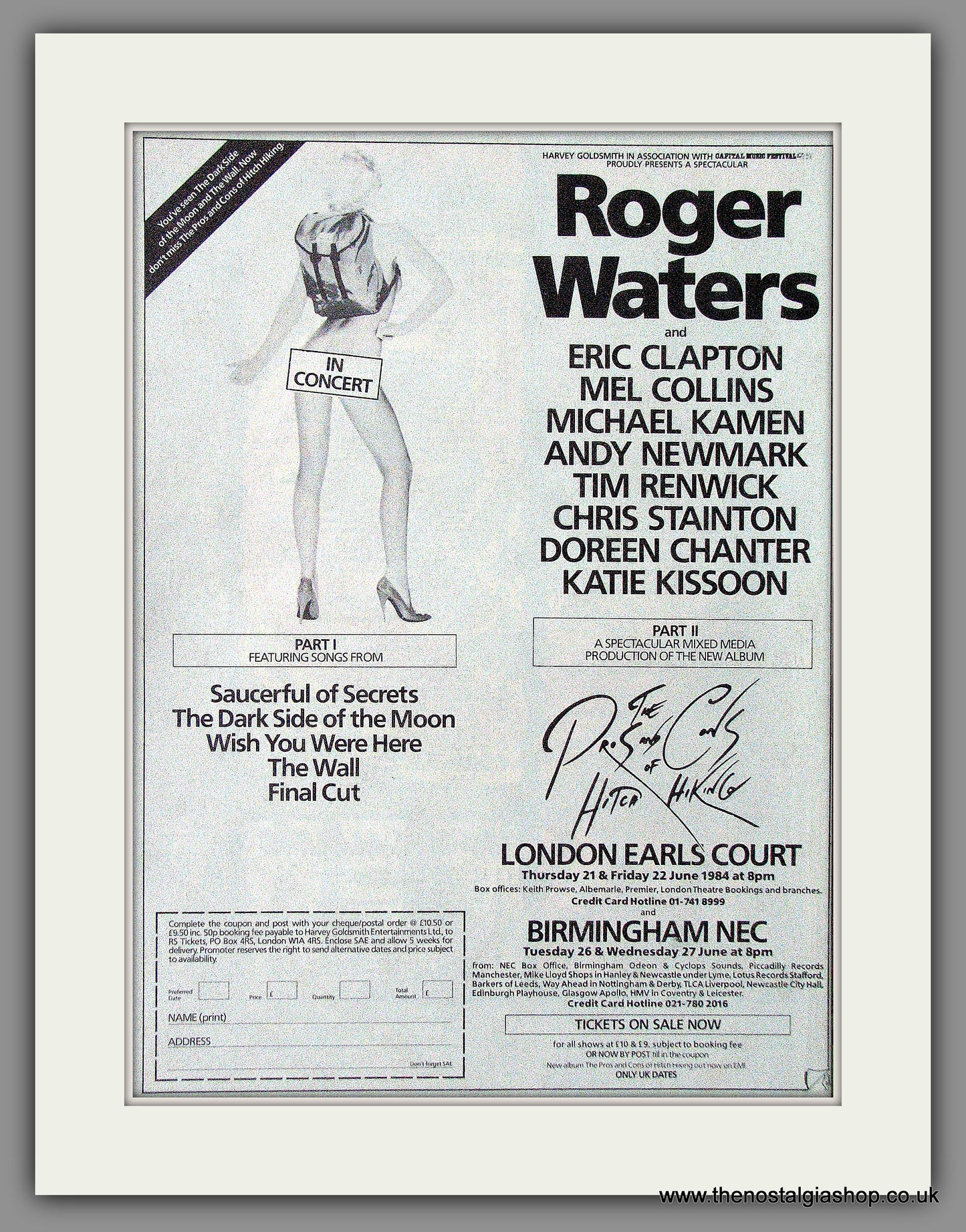 Roger Waters, The Pros And Cons Of Hitch Hiking. 1984 Original Advert (ref AD54554)