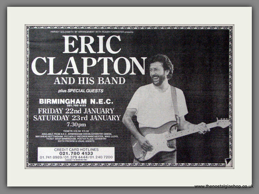 Eric Clapton. Birmingham N.E.C. Original Advert 1987 (ref AD52913)