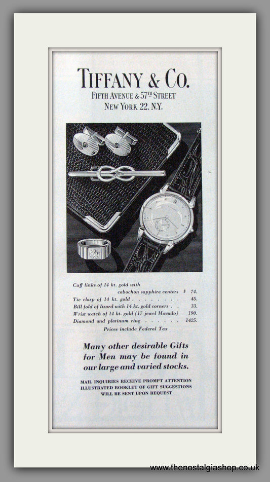 Tiffany Watches and Accessories. Original American Advert 1949 (ref AD52986)