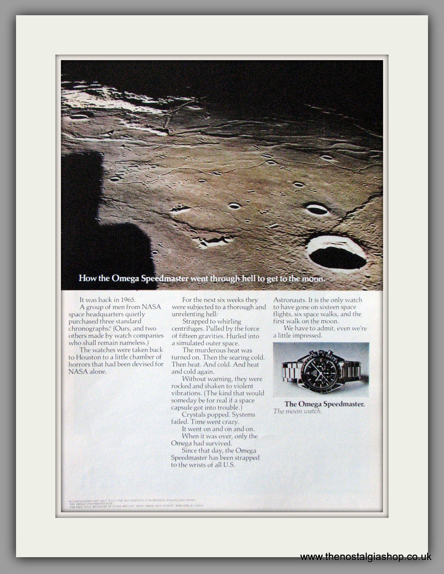 Omega Speedmaster. The Moon Watch. Original Advert 1970 (ref AD52957)