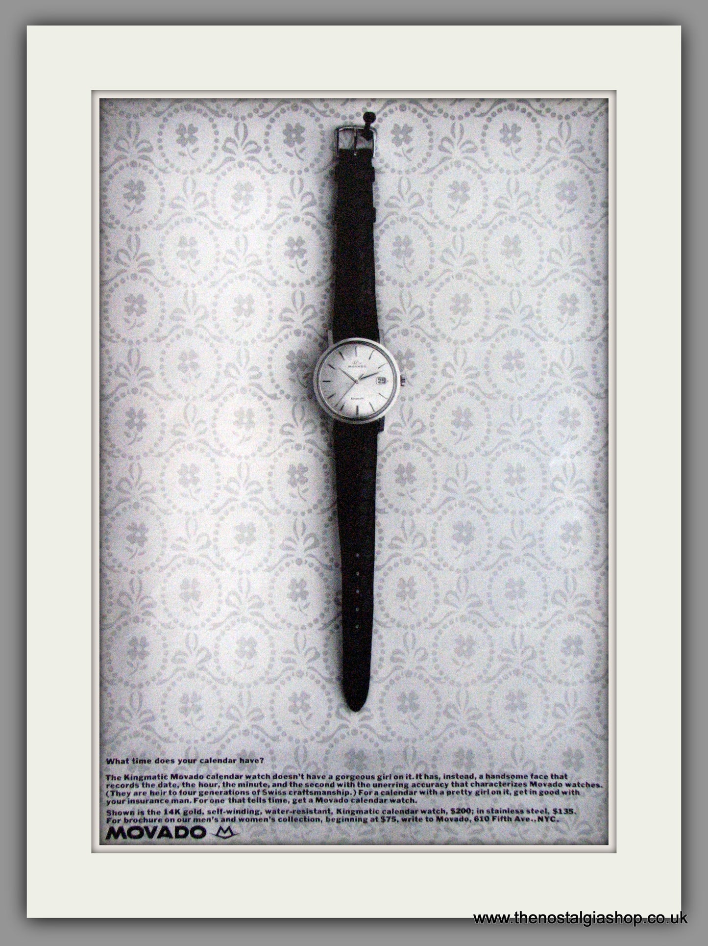 Movado Kingmatic Watch. Original Advert 1965 (ref AD52964)