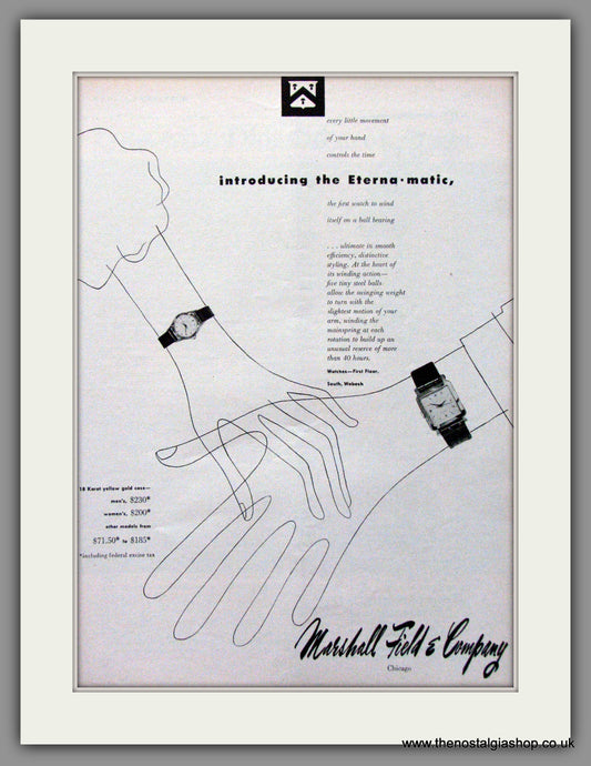 Eterna - Matic Watches. Original Advert 1949 (ref AD52966)