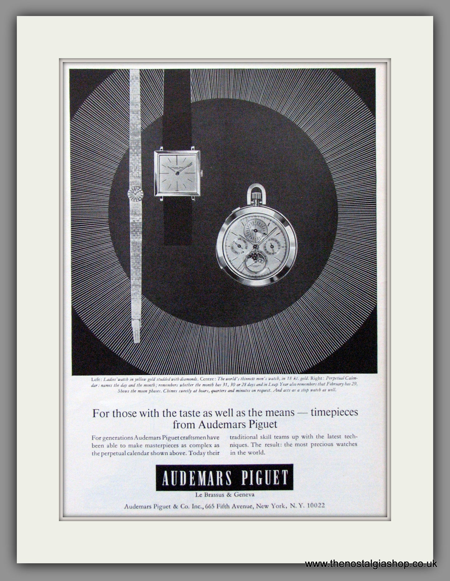 Audemars Piguet Watches. Original American Advert 1965 (ref AD52969)