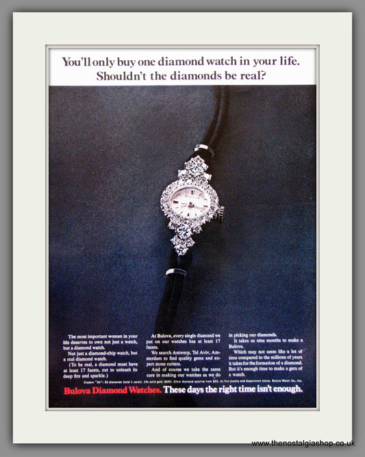 Bulova Diamond Watches. Original American Advert 1970 (ref AD52974)