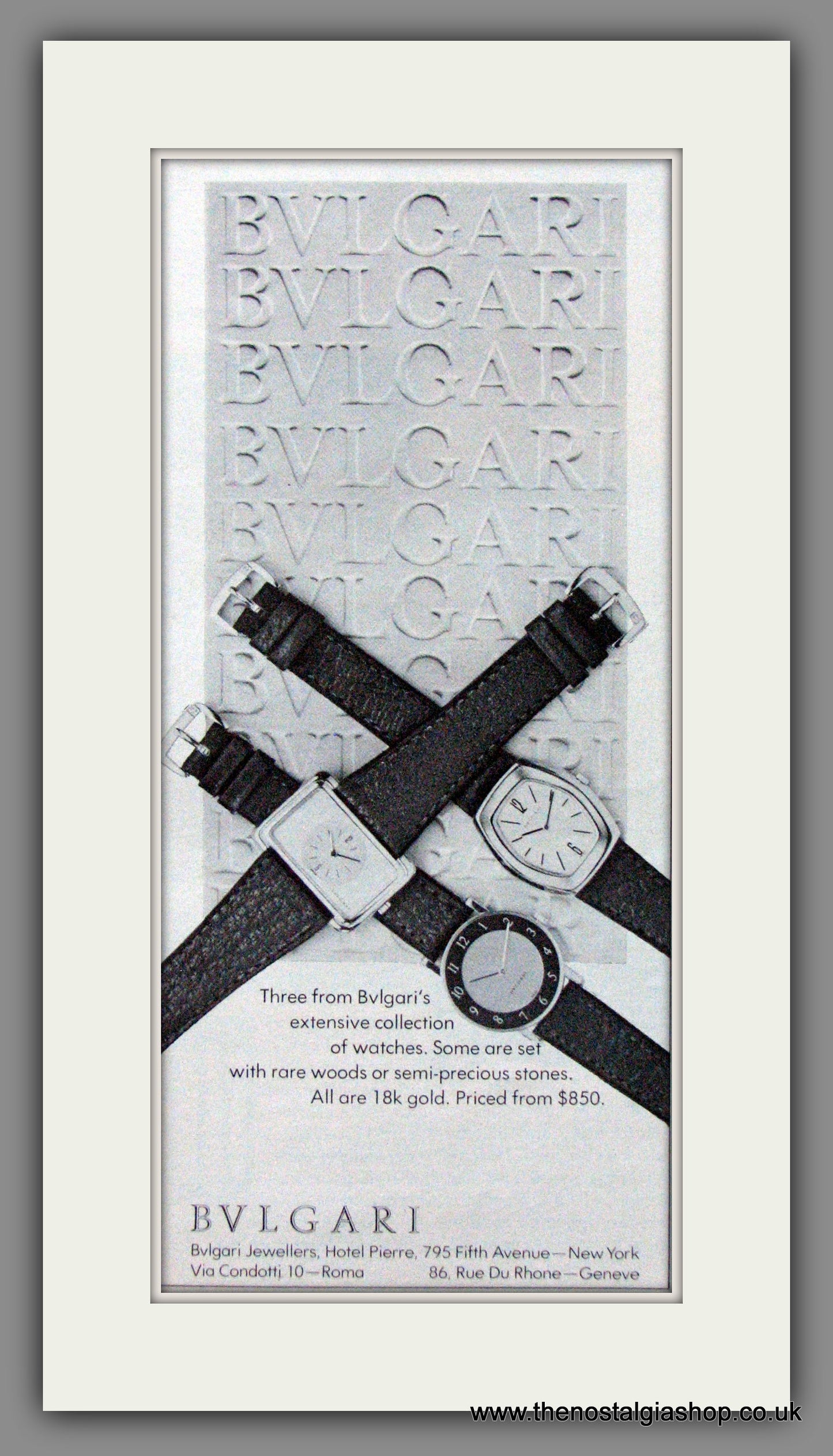 Bvlgari Watches. Original American Advert 1977 (ref AD52990)