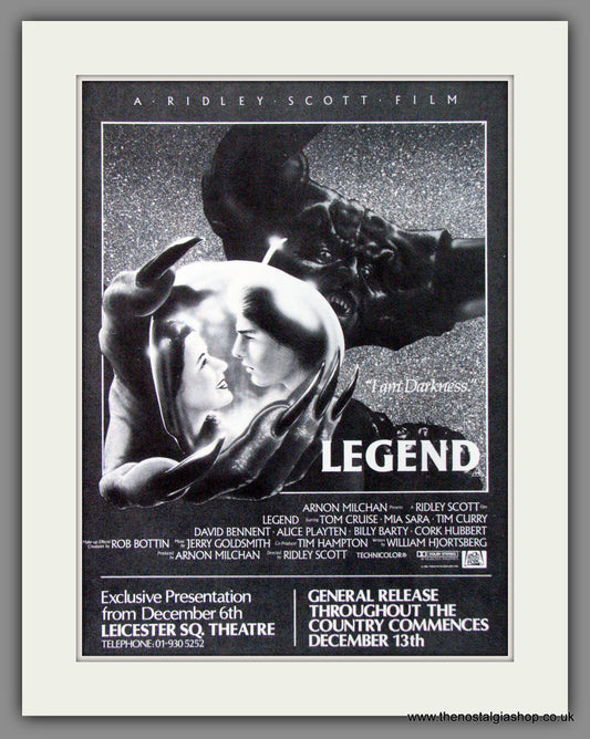 Legend. Tom Cruise. Original Advert 1985 (ref AD53616)