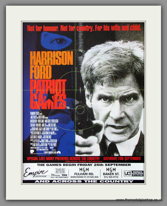 Patriot Games. 1992 Original Advert (ref AD53932)