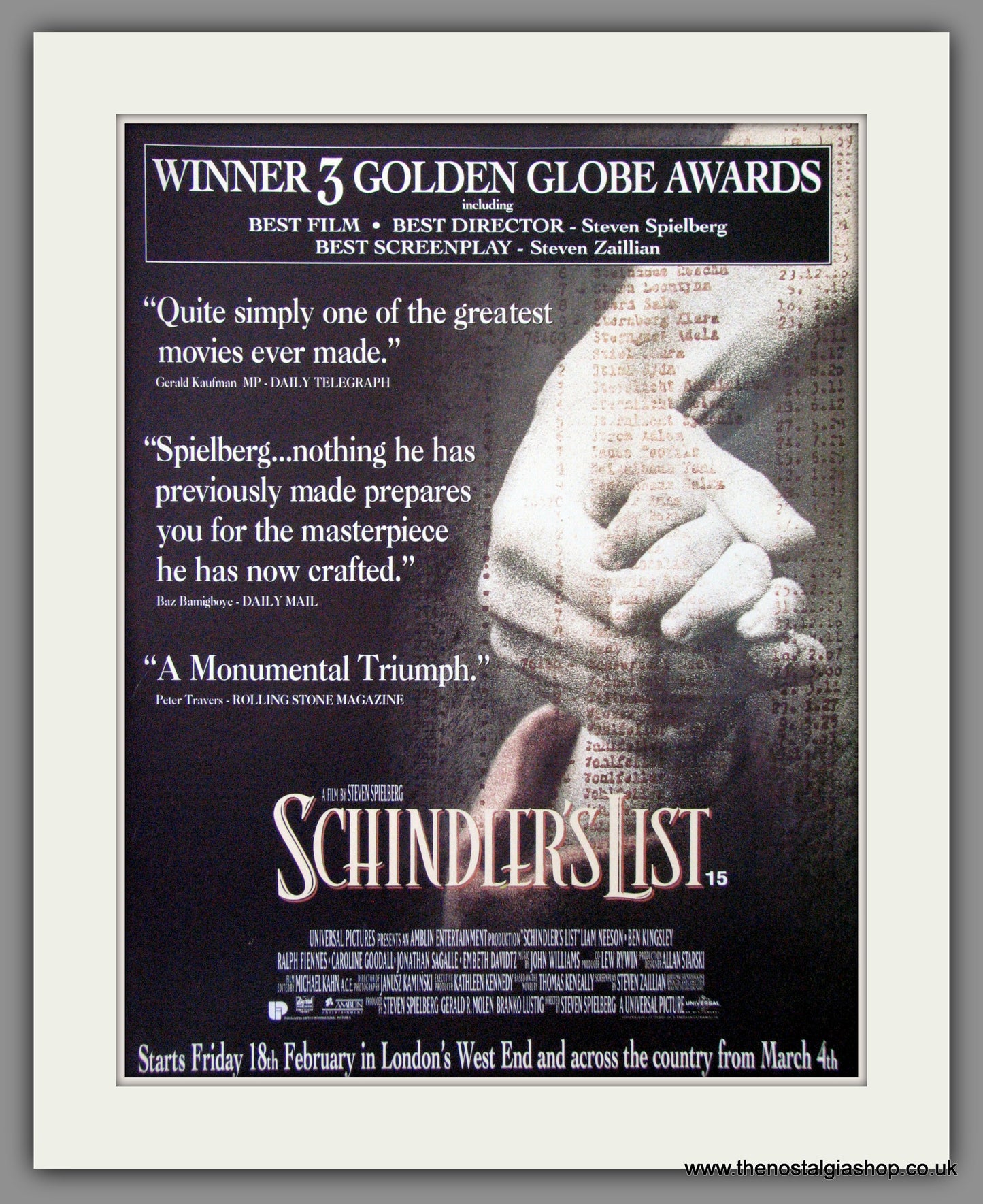Schindler's List. 1994 Original Advert (ref AD54213)