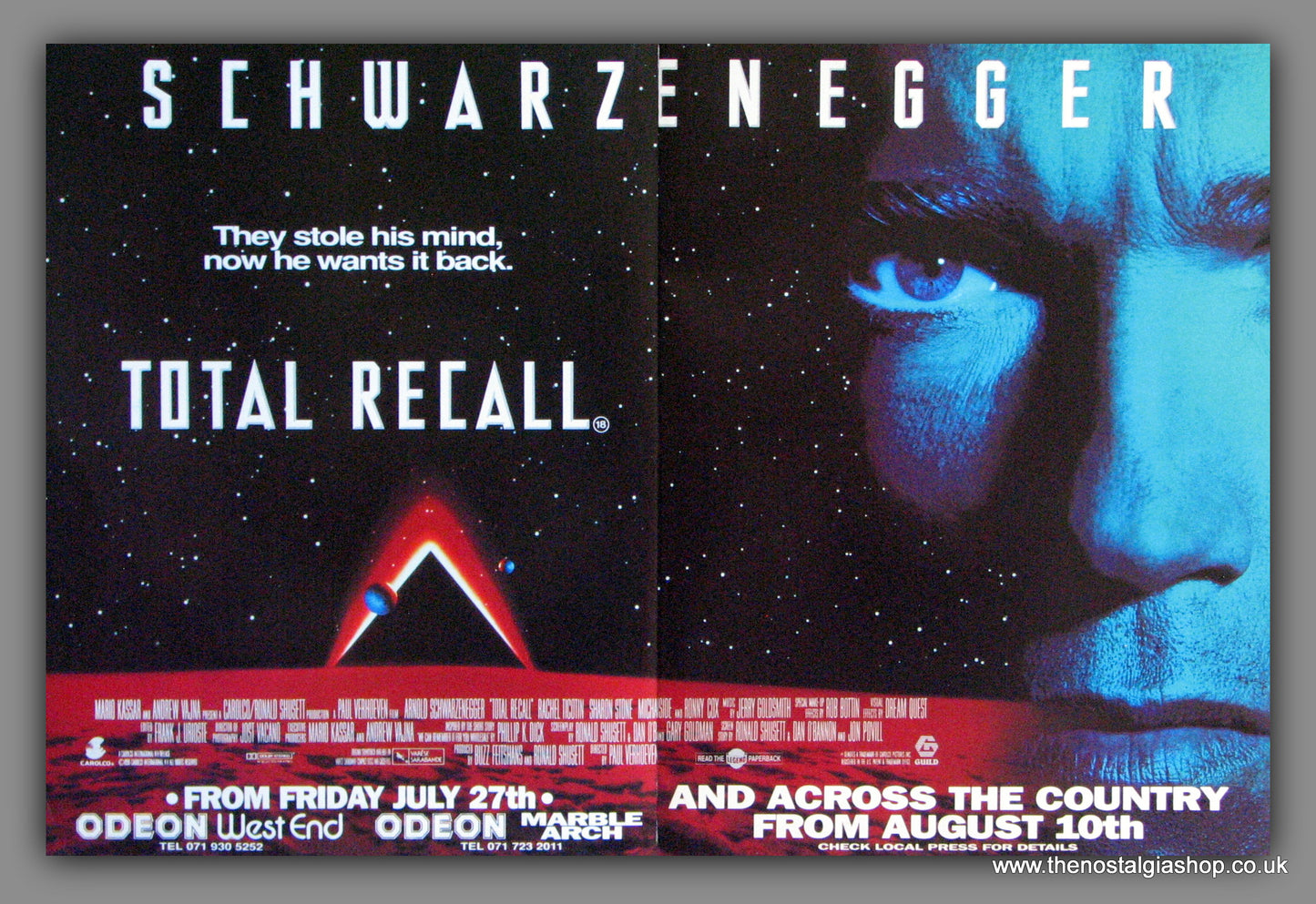 Total Recall. 1990 Double Original Advert (ref AD54337)