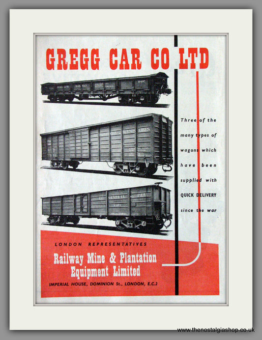 Gregg Car Co. Ltd, Railway Wagons. Original Advert 1949 (ref AD53102)