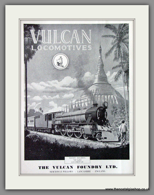 Vulcan locomotives. Burma Railways YB Class. Original Advert 1948 (ref AD53200)