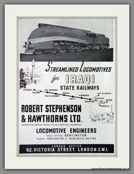 Iraqi State Railways. Streamlined Locomotives. Original Advert 1947 (ref AD53206)