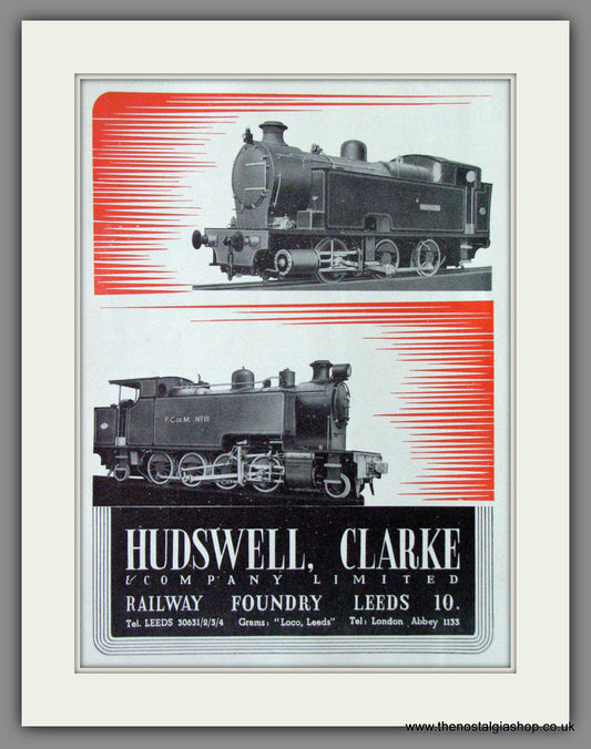 Hudswell, Clarke & Co. Locomotive Engineers, Leeds. Original Advert 1947 (ref AD53113)