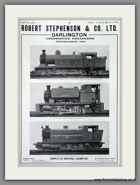 Robert Stephenson Locomotive Engineers. Original Advert 1935 (ref AD53207)