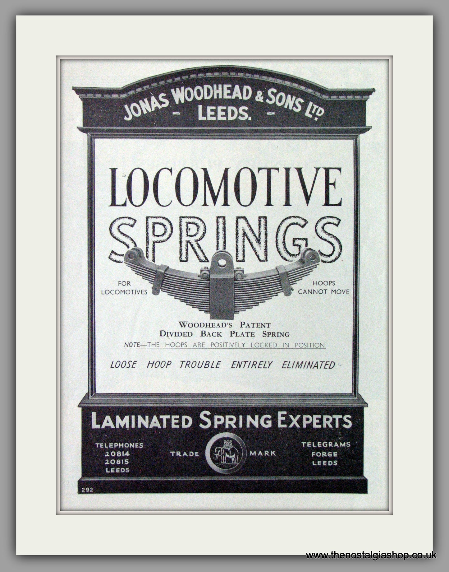 Jonas Woodhead & Sons Ltd. Leeds. Railway Springs. Original Advert 1939 (ref AD53107)