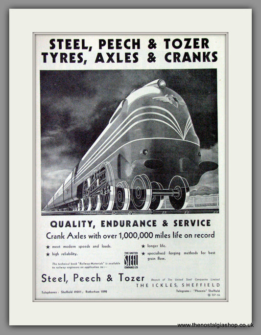 Steel, Peech & Tozer for Tyres,Axles & Cranks. Original Advert 1939 (ref AD53212)