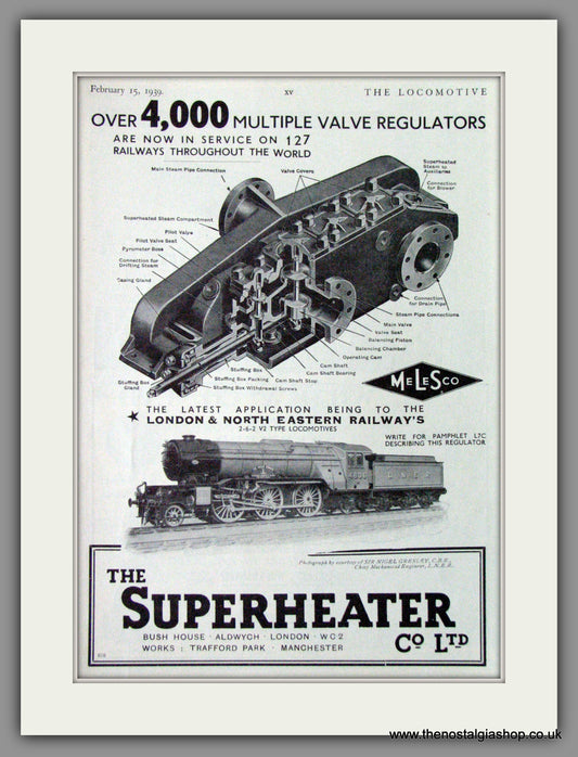 The Superheater Co. Ltd. Locomotive Regulators. Original Advert 1939 (ref AD53213)