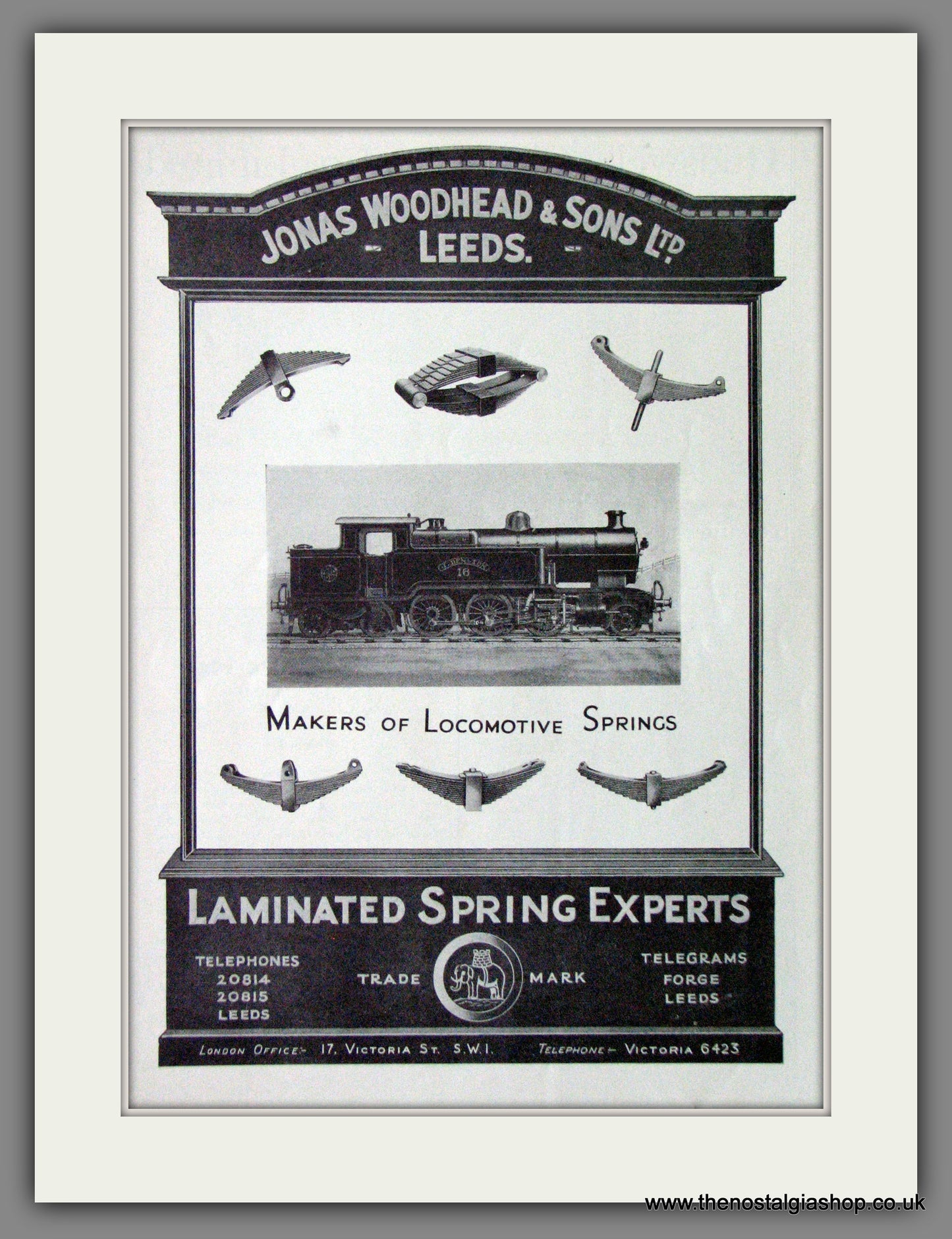 Jonas Woodhead & Sons Ltd. Leeds. Railway Springs. Original Advert 1933 (ref AD53108)