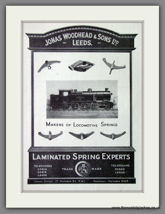 Jonas Woodhead & Sons Ltd. Leeds. Railway Springs. Original Advert 1933 (ref AD53108)