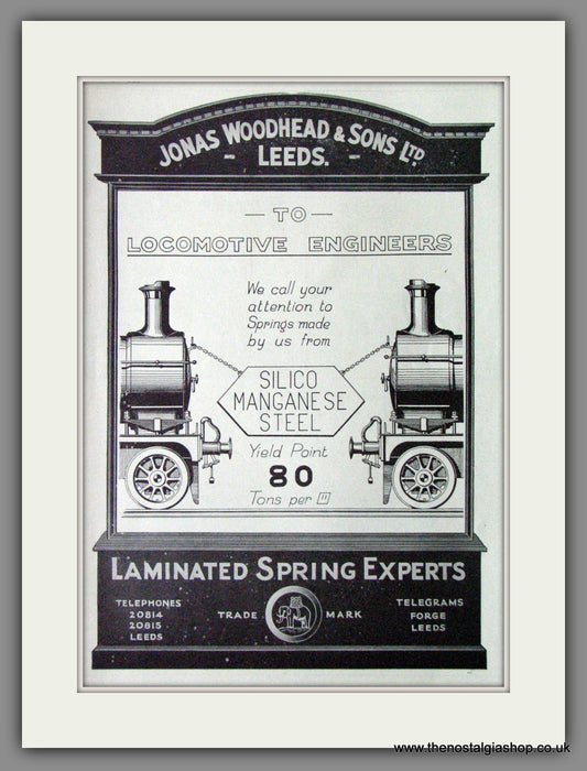 Jonas Woodhead & Sons Ltd. Leeds. Railway Springs. Original Advert 1935 (ref AD53110)