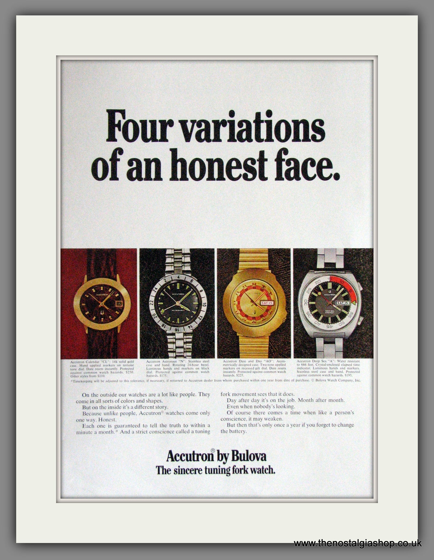 Bulova Accutron 4 Watches. Original Advert 1971 (ref AD53357)