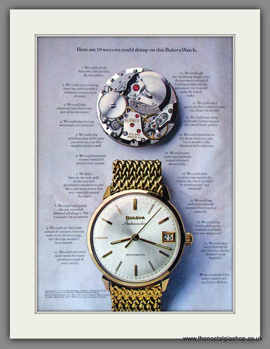 Bulova Ambassador Watch. Original Advert 1968 (ref AD53358)
