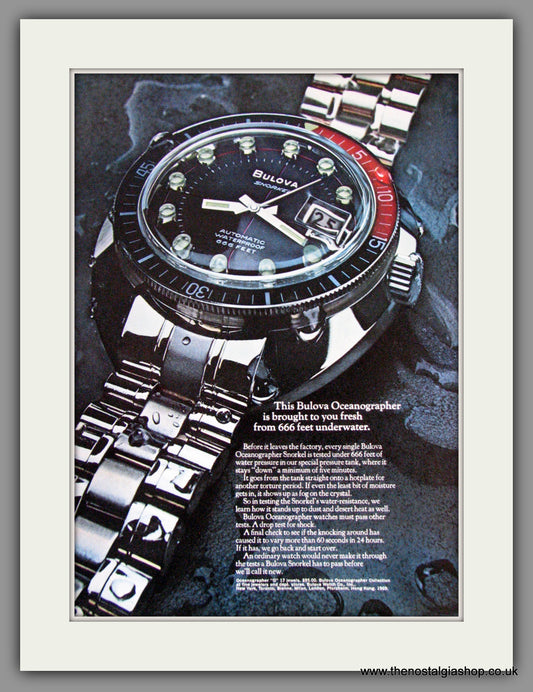 Bulova Oceanographer Snorkel Watch. Original Advert 1969 (ref AD53360)