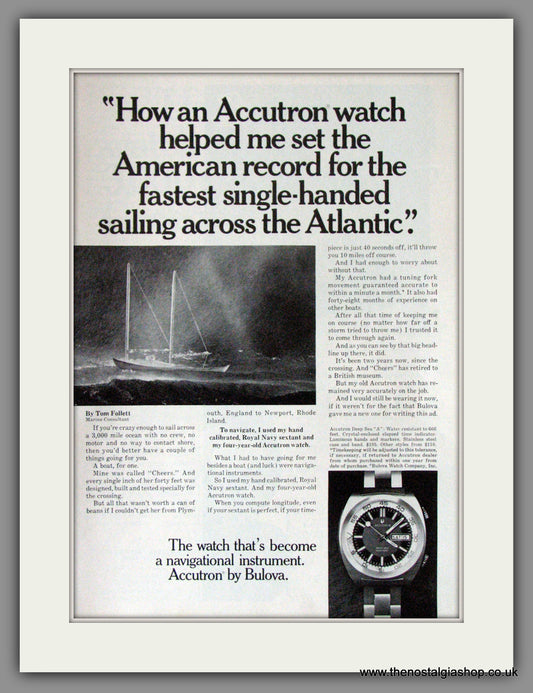 Bulova Accutron Deep Sea 'A' Watch. Original Advert 1971 (ref AD53362)
