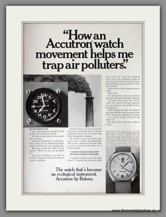 Bulova Accutron Day And Date Watch. Original Advert 1971 (ref AD53363)