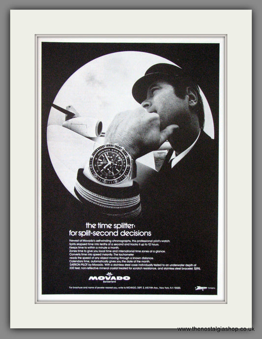 Movado Datron Pilot Watch. Original Advert 1972 (ref AD53373)