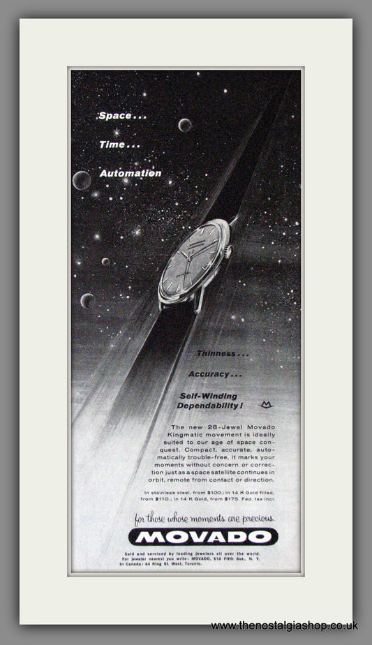 Movado Kingmatic Watch. Original Advert 1959 (ref AD53374)