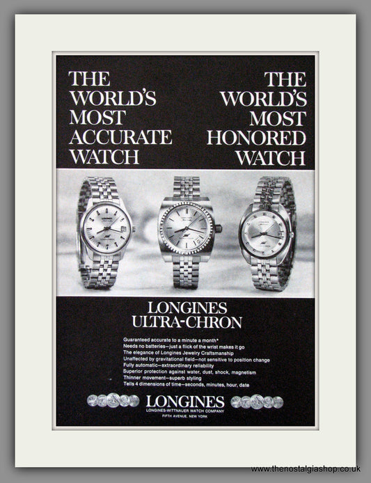 Longines Ultra-Chron Watch. Original Advert 1970 (ref AD53375)