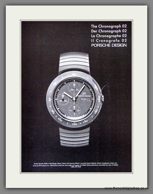 Porsche Design. Chronograph 02 Watch. Original Advert 1986 (ref AD53383)